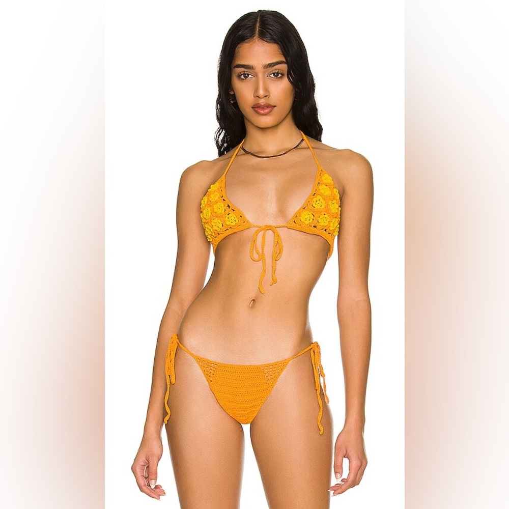 Cult Gaia Women's Yellow Alivia Crochet Bikini